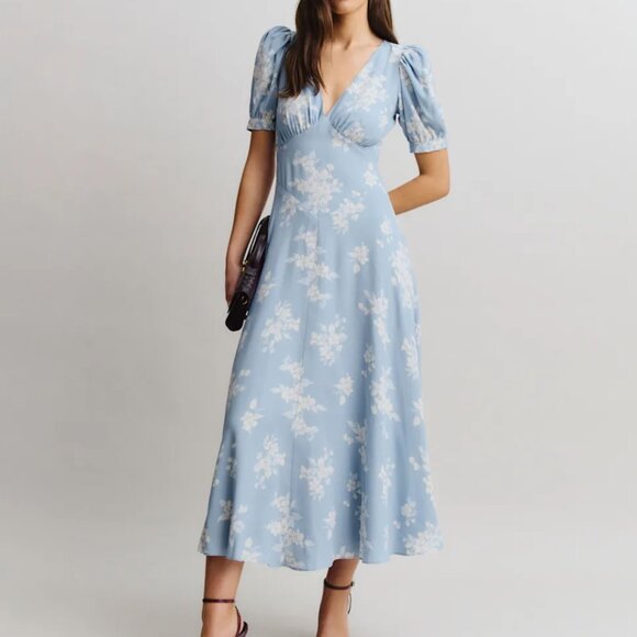 Reformation Naira Dress Blue - Size 2 - Picture 1 of 1